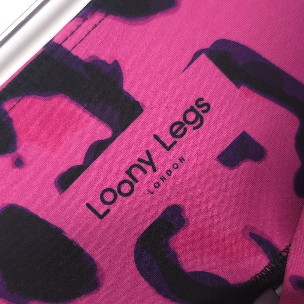 LOONY LEGS Women's Leggings MEDIUM Colorful Abstract Leopard Print Pocket Gym - Picture 2 of 11